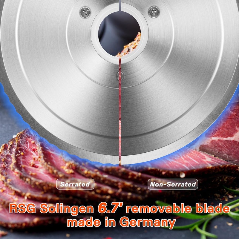 CUSIMAX Meat Slicer for Home,Foldable Meat Slicer with Child Safety Switch and 2 Removable Blades,Electric Deli Slicer Adjustable Thickness 0-20mm for Cut Meat,Cheese,Bread,Fruit,Storage Bag - Image 5